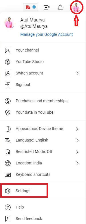 Youtube settings