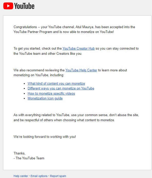 approved to join the YouTube Partner Program