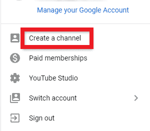 create yt channel